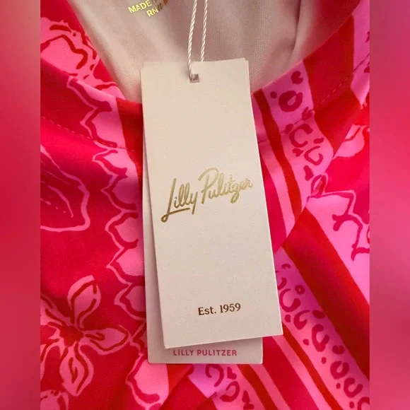 🆕Lilly Pulitzer- Zelena Dress UPF 50+, Big Party Eng Print, Pink, Size XL NWT - Picture 7 of 7